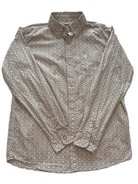 NWOT Western Cowboycore Rodeo Ariat Youth 14-16 Buttoned-down Shirt Tan/White